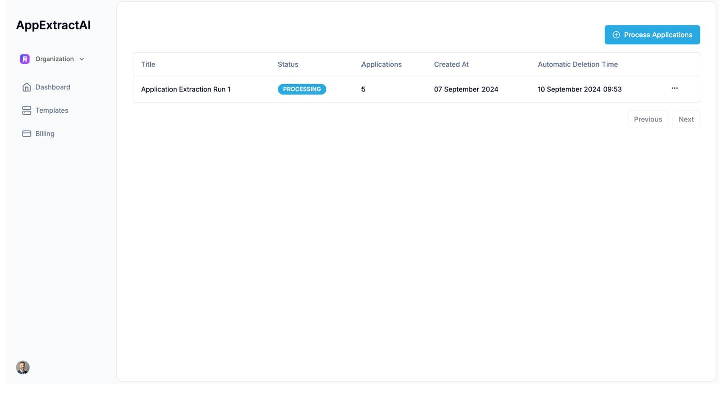 Monitoring Extraction Runs